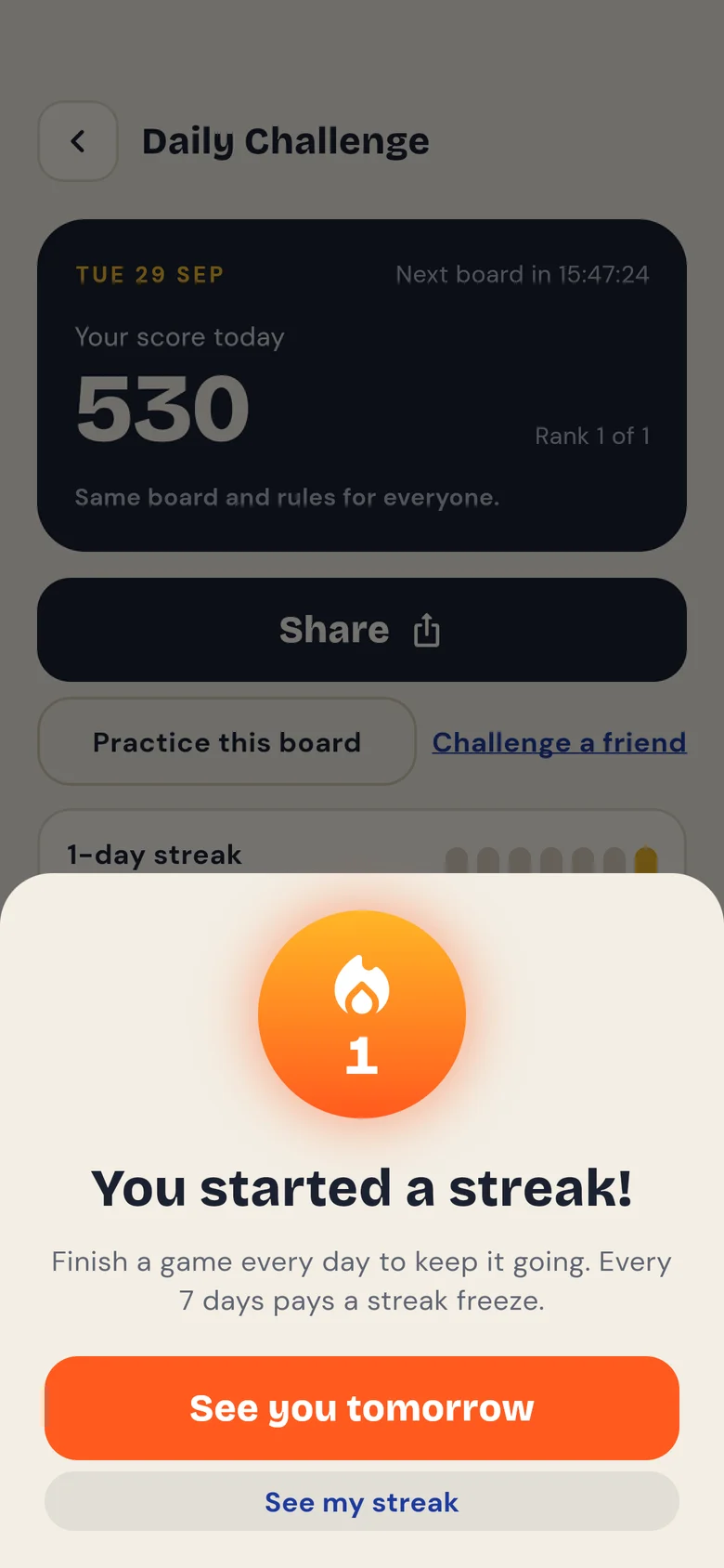 You started a streak!
